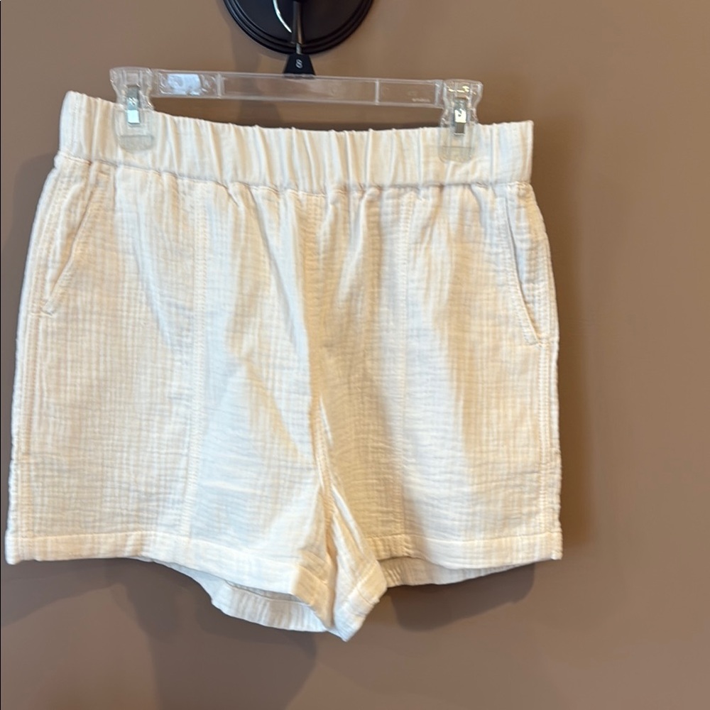 NWOT Madewell Cream Gauze Shorts Elastic Waist Lightweight